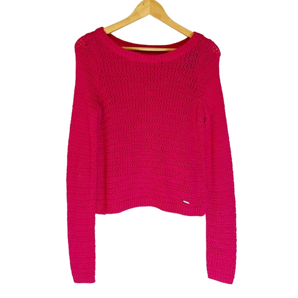 NWT Abercrombie & Fitch Loose Knit Long Sleeve Hot Pink Sweater Size Small